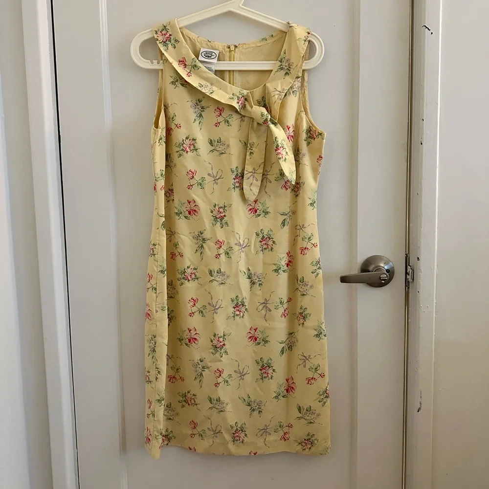 Vintage Laura Ashley Yellow Floral Silk Dress - Picture 1 of 5